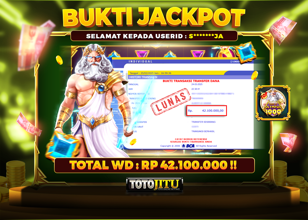 KILATAN PETIR YANG MENGGELEGAR, JACKPOT ZEUS LANGSUNG DILUNASKAN  !